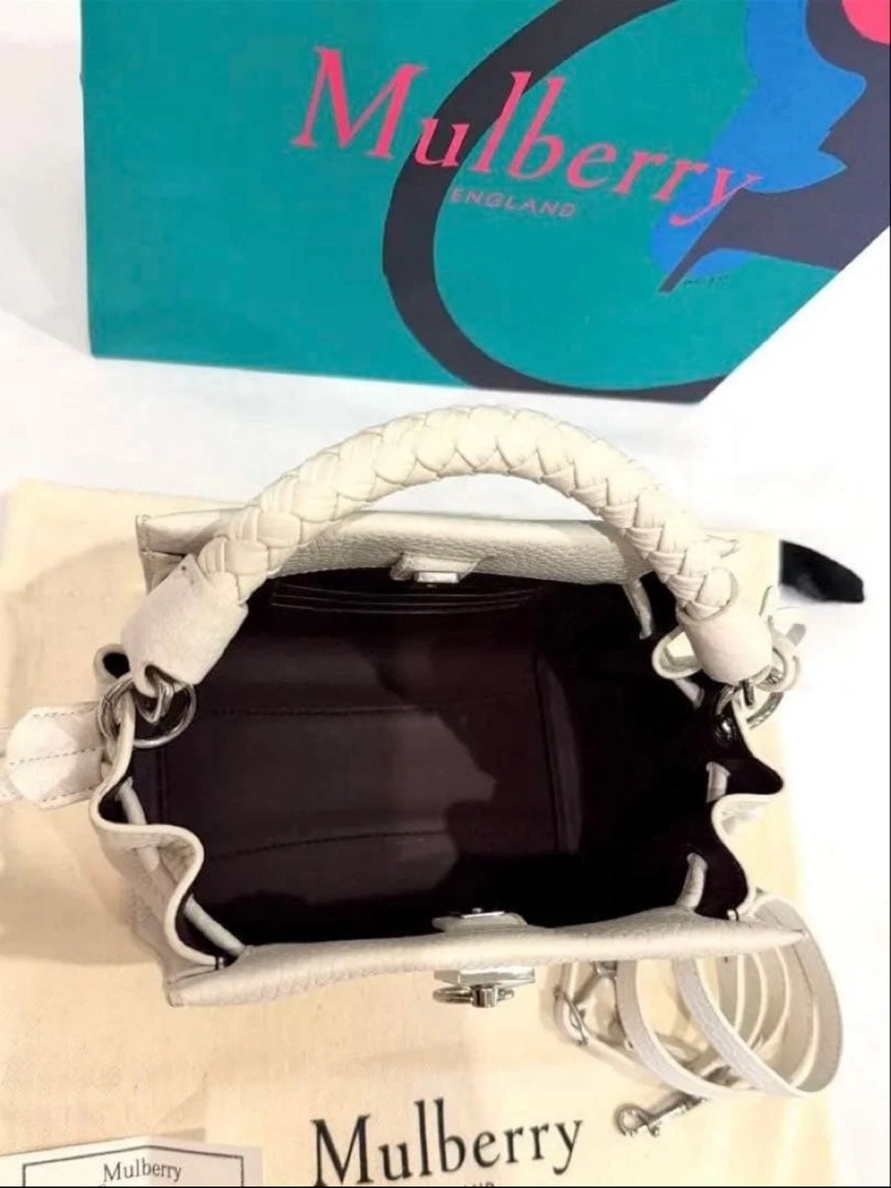 Mulberry Cream Leather Braided-Handle Satchel - Picture 6 of 16